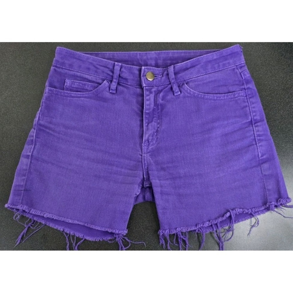 American Apparel The Slim Slack Raw Hem Distressed Jean Shorts Sz 27 Denim 4in